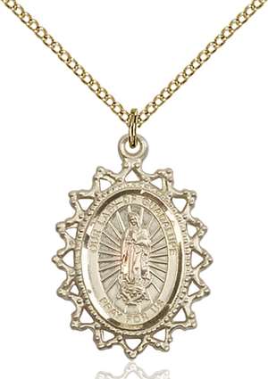 1619FGF/18GF <br/>Gold Filled O/L of Guadalupe Pendant