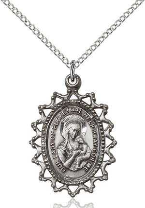 1619HSS/18SS <br/>Sterling Silver O/L of Perpetual Help Pendant