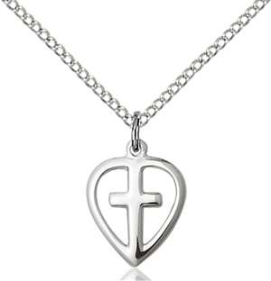 1709SS/18SS <br/>Sterling Silver Heart / Cross Pendant