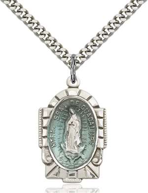 2080ESS/24S <br/>Sterling Silver O/L of Guadalupe Blue Epoxy Pendan