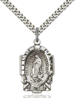 2080SS/24S <br/>Sterling Silver O/L of Guadalupe Pendant