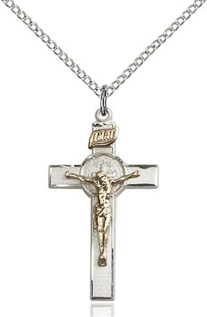 2625GF/SS/18SS <br/>Two-Tone GF/SS St. Benedict Crucifix Pendant