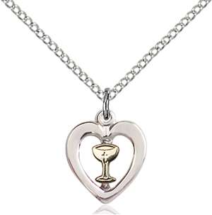3148GF/SS/18SS <br/>Two-Tone GF/SS Heart / Chalice Pendant