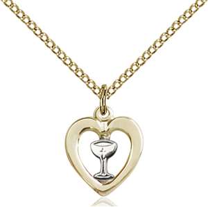 3148SS/GF/18GF <br/>Two-Tone SS/GF Heart / Chalice Pendant