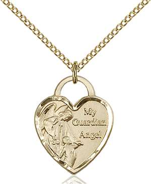 3202GF/18GF <br/>Gold Filled Guardian Angel Heart Pendant