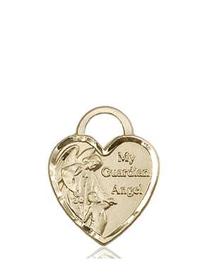 3202KT <br/>14kt Gold Guardian Angel Heart Medal