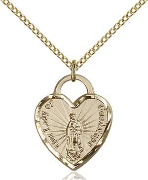 3208GF/18GF <br/>Gold Filled O/L of Guadalupe Heart Pendant
