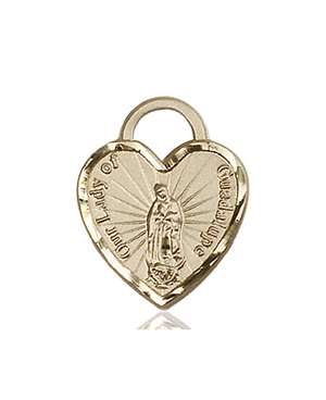 3208KT <br/>14kt Gold O/L of Guadalupe Heart Medal
