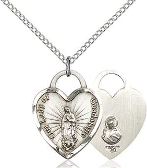3208SS/18SS <br/>Sterling Silver O/L of Guadalupe Heart Pendant