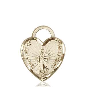 3209KT <br/>14kt Gold O/L of Guadalupe Heart Medal