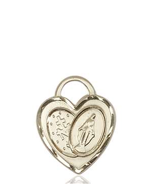 3212KT <br/>14kt Gold Miraculous Heart Medal