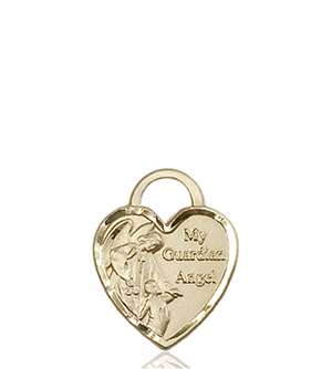 3402KT <br/>14kt Gold Guardian Angel Heart Medal