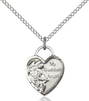 3402SS/18SS <br/>Sterling Silver Guardian Angel Heart Pendant