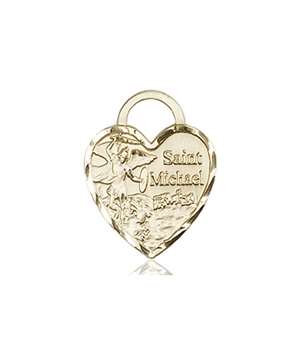 3403KT <br/>14kt Gold St. Michael Heart Medal
