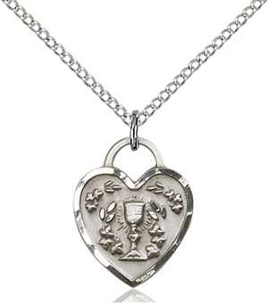 3404SS/18SS <br/>Sterling Silver Communion Heart Pendant