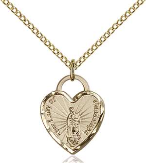 3408GF/18GF <br/>Gold Filled O/L of Guadalupe Heart Pendant