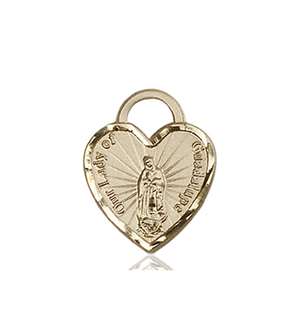 3408KT <br/>14kt Gold O/L of Guadalupe Heart Medal
