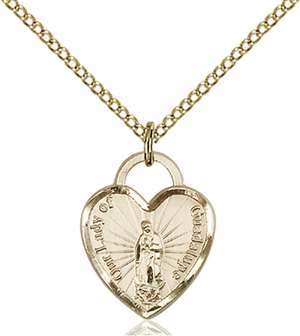 3409GF/18GF <br/>Gold Filled O/L of Guadalupe Heart Pendant