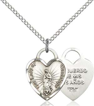 3409SS/18SS <br/>Sterling Silver O/L of Guadalupe Heart Pendant