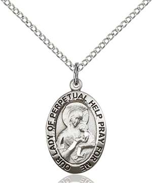 3982SS/18SS <br/>Sterling Silver O/L of Perpetual Help Pendant