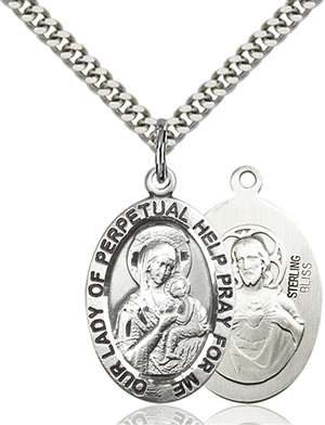 4022SS/24S <br/>Sterling Silver O/L of Perpetual Help Pendant