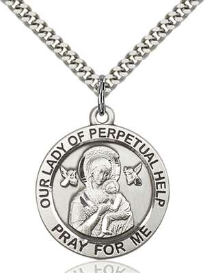 4077SS/24S <br/>Sterling Silver O/L of Perpetual Help Pendant