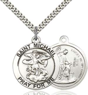 4082SS/24S <br/>Sterling Silver St. Michael the Archangel Pendant