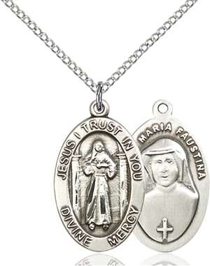 4123DMSS/18SS <br/>Sterling Silver Divine Mercy Pendant