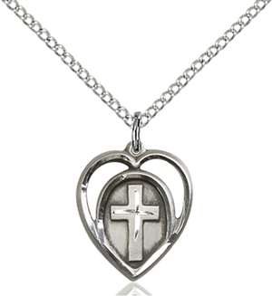 4132SS/18SS <br/>Sterling Silver Heart / Cross Pendant