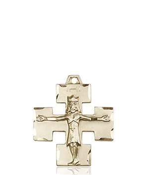 4135KT <br/>14kt Gold Modern Crucifix Medal