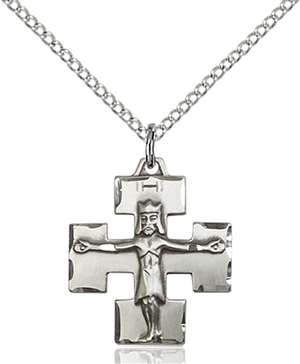 4135SS/18SS <br/>Sterling Silver Modern Crucifix Pendant