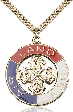 4142SSG/24G <br/>Two-Tone SS/GP Land, Sea, Air Pendant