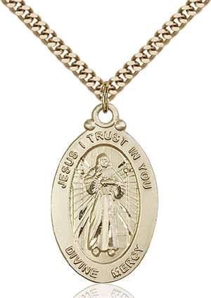 4145DMGF/24G <br/>Gold Filled Divine Mercy Pendant