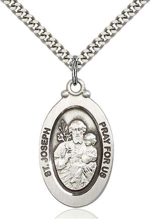 4145KSS/24S <br/>Sterling Silver St. Joseph Pendant