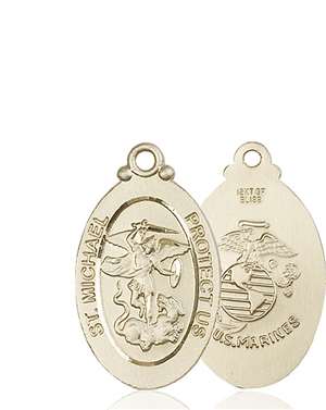 4145RKT4 <br/>14kt Gold St. Michael / Marines Medal