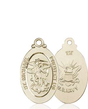 4145RKT6 <br/>14kt Gold St. Michael / Navy Medal
