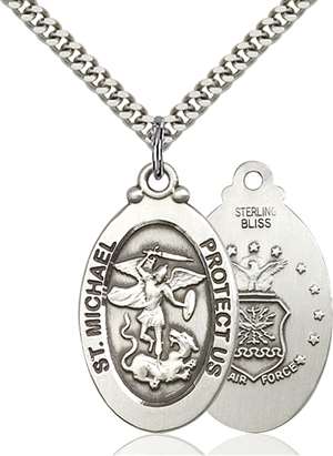 4145RSS1/24S <br/>Sterling Silver St. Michael / Air Force Pendant
