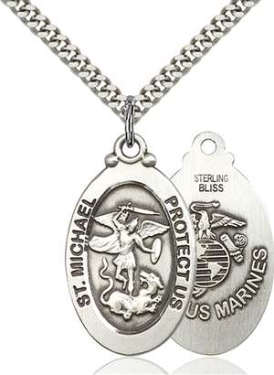 4145RSS4/24S <br/>Sterling Silver St. Michael / Marines Pendant