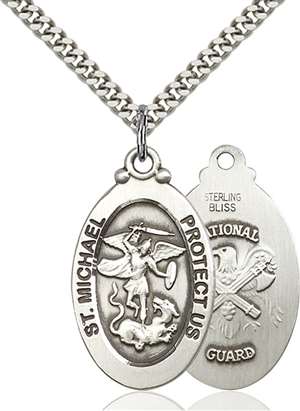 4145RSS5/24S <br/>Sterling Silver St. Michael / Nat'l Guard Pendant