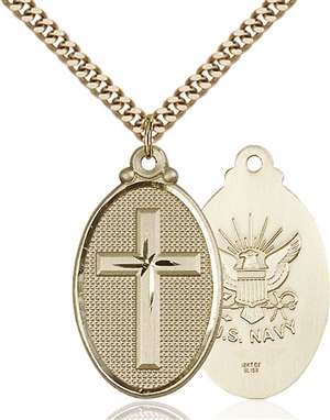 4145YGF6/24G <br/>Gold Filled Cross / Navy Pendant