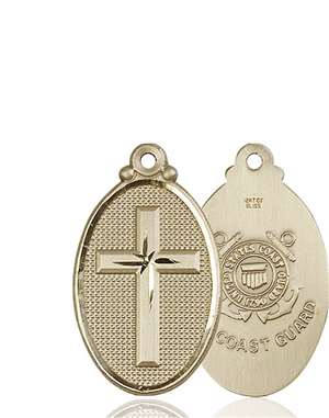 4145YKT3 <br/>14kt Gold Cross / Coast Guard Medal