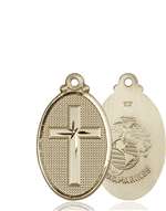 4145YKT4 <br/>14kt Gold Cross / Marines Medal