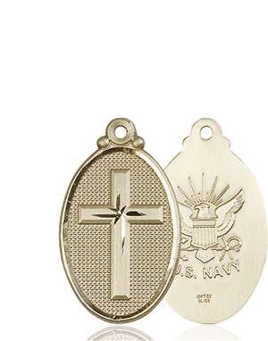 4145YKT6 <br/>14kt Gold Cross / Navy Medal