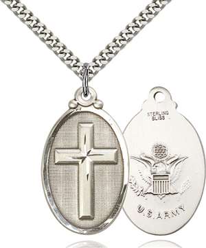 4145YSS2/24S <br/>Sterling Silver Cross / Army Pendant