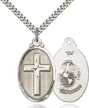 4145YSS4/24S <br/>Sterling Silver Cross / Marines Pendant