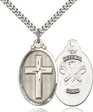 4145YSS5/24S <br/>Sterling Silver Cross / National Guard Pendant