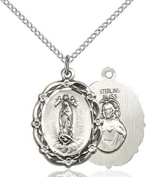 4146FSS/18SS <br/>Sterling Silver O/L of Guadalupe Pendant