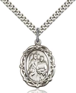 4146RASS/24S <br/>Sterling Silver St Raphael the Archangel Pendant