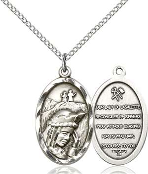 4163SS/18SS <br/>Sterling Silver O/L of La Salette Pendant