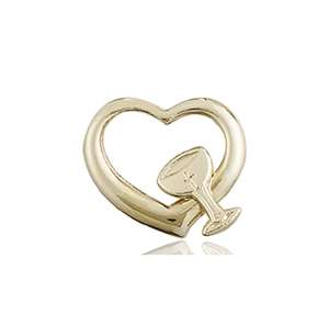 4205KT <br/>14kt Gold Heart / Chalice Medal